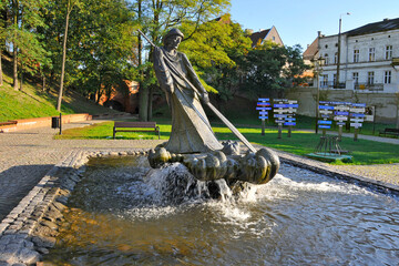 Raftsman sculpture in Grudziadz, city in Kuyavian-Pomeranian Voivodeship, Poland.