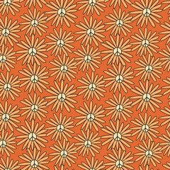 70s style large scale floral pattern. Retro seamless pattern background for fabric, wrapping paper, wallpaper. 