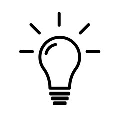 Light Bulb Line Icon ,  Isolated On White Background, Creative Thinking, Analytical Thinking For Processing.
