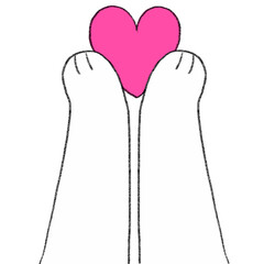 Cartoon cute paw cats and love clipart.