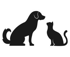 Dog and Cat silhouette and pet shop. Friends Pet symbol illustration.
