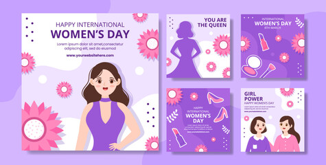 International Women Day Social Media Post Flat Cartoon Hand Drawn Templates Illustration