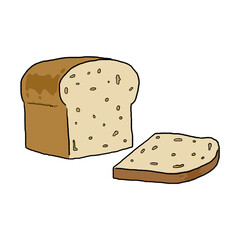 White bread pencil outline hand drawn PNG illustration