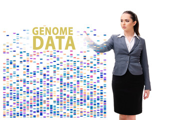 Businesswoman in genome data concept