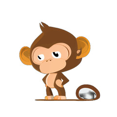 Obraz premium Cute monkey illustration vector, simple funny ape design