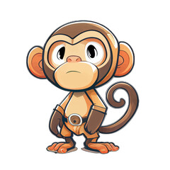 Cute monkey illustration vector, simple funny ape design