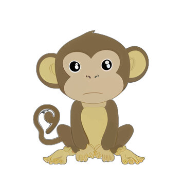 Cute monkey illustration vector, simple funny ape design