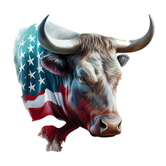 American patriot bull vector illustration graphic, Colorful buffalo america Flag
