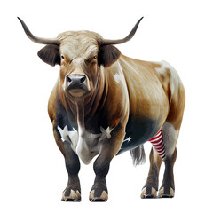 American patriot bull vector illustration graphic, Colorful buffalo america Flag