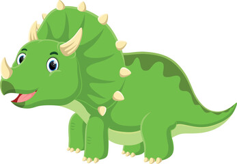 Cartoon cute little triceratops isolated on white background