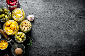 Preserved home grown vegetables.