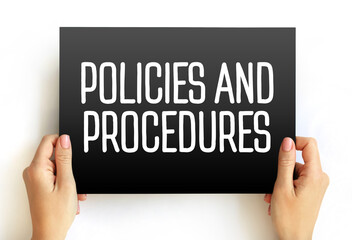 Policies And Procedures text on card, concept background