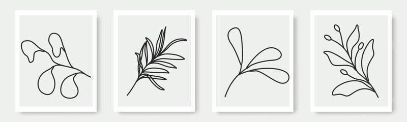  Exotic jungle leaves. Abstract contemporary modern trendy illustrations element icon