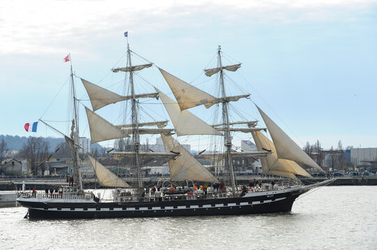 Bordeaux, France - MARCH, 16 2013: The old ship Le Belem docked in the port of Bordeaux on the Garonne. High quality photo