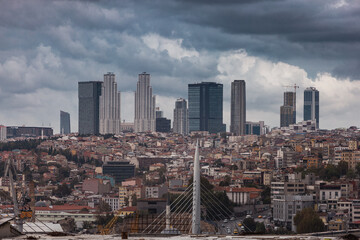 Cityscape of Istanbul.Old city with colored buildings.