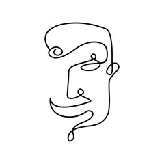 Modern continuous line art men portrait. Face line art. Face drawing. Contemporary portrait. minimalist contour. Vector illustration.