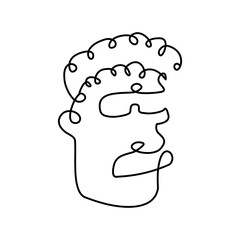 Modern continuous line art men portrait. Face line art. Face drawing. Contemporary portrait. minimalist contour. Vector illustration.