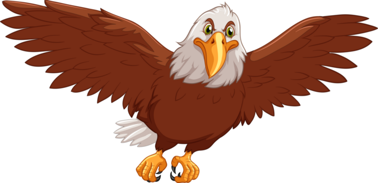 Bald eagle swoop attack hand draw png image
