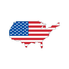 vector illustration of USA flag and map