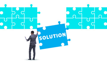 Business solution concept with jigsaw puzzle pieces