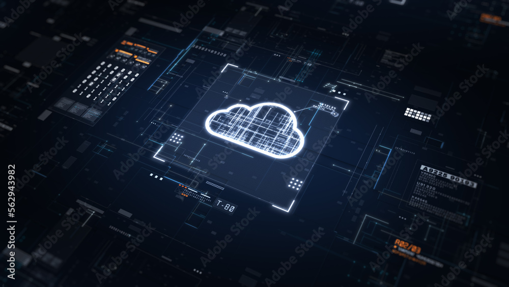 Poster Digital Data Network Protection, Digital Cloud Computing Cyber Security, Future Technology Digital Data Network Connection Abstract Background Concept, 3d rendering