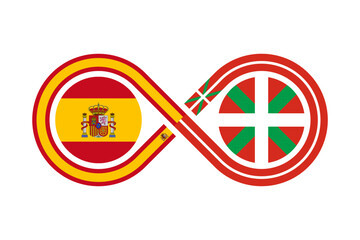 unity concept. spanish and basque language translation icon. vector illustration isolated on white background - obrazy, fototapety, plakaty