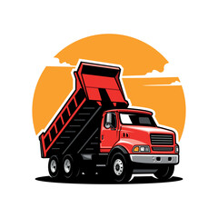 Dump truck logo vector for construction company. Vehicle equipment template vector illustration © winana