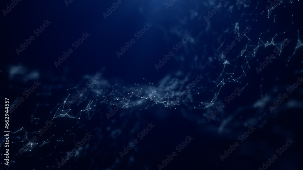 Wall mural blue abstract background digital line and dots connect, technology network connections abstract back