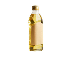 Olive oil glass bottle isolated on white background with clipping path, organic healthy food for cooking.