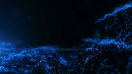 Blue abstract background digital line and dots connect, Technology network connections abstract background concept 3d rendering