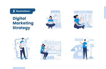 Fototapeta na wymiar Digital marketing strategy vector illustration pack