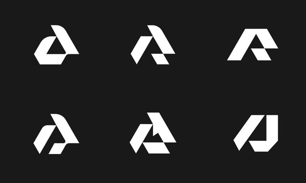 AR AP AJ Letter Logo Set Mountain Shape Monogram Vector Icon Template.
