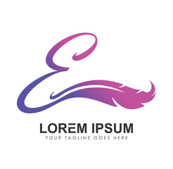 Initial Monogram Logo Letters  EB with Feather Sign