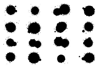 Grunge set of Liquid, Paint strokes, Grunge splash and Ink stain Isolated on transparent background PNG file format.