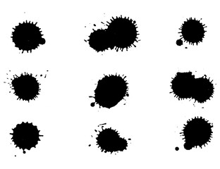 Grunge set of Liquid, Paint strokes, Grunge splash and Ink stain Isolated on transparent background PNG file format.