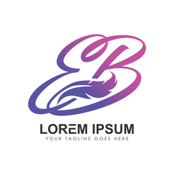 Initial Monogram Logo Letters  EB with Feather Sign