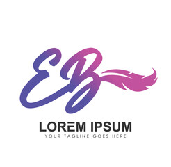 Initial Monogram Logo Letters  EB with Feather Sign