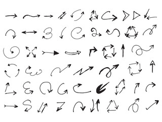 Collection of hand drawn arrows Isolated on transparent background PNG file format.