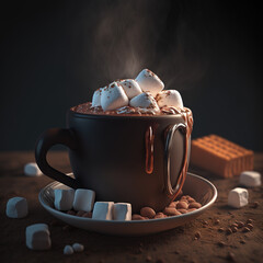 hot chocolate with marshmallows, generative AI 