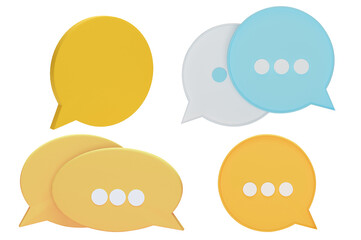 3D Chat speech bubble icons Isolated on transparent background PNG file format.