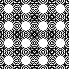 Vector pattern in geometric ornamental style. Black and white color.Seamless pattern.