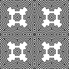 Vector pattern in geometric ornamental style. Black and white color.Seamless pattern.