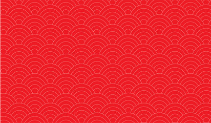 Elegant red fish scale seamless background. Japanese traditional ornament for invitation card wallpaper. Vector illustration. © Paolo
