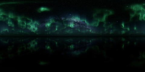 HDRI - Ice terrain with Aurora Borealis on the sky