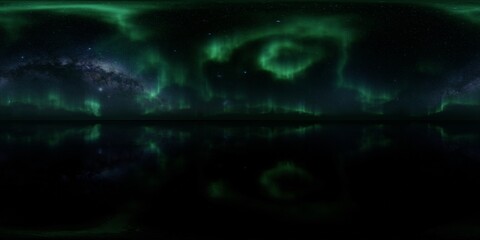 HDRI - Ice terrain with Aurora Borealis on the sky