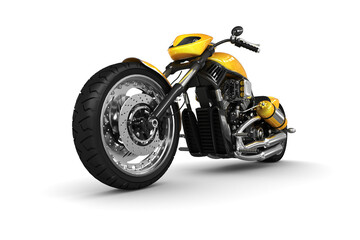 Gelbes Motorrad: Eine richtig schwere Maschine - isoliert