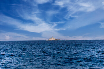Navel vessel in the ocean 