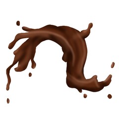 Chocolate splash illustration. Brown liquid.