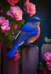 Bluebird on Wooden Fence - 562948533
