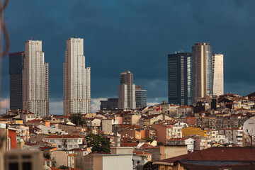 Cityscape of the European part of Istanbul. The modern part of the city with business towers of international corporations, skyscrapers. Istanbul